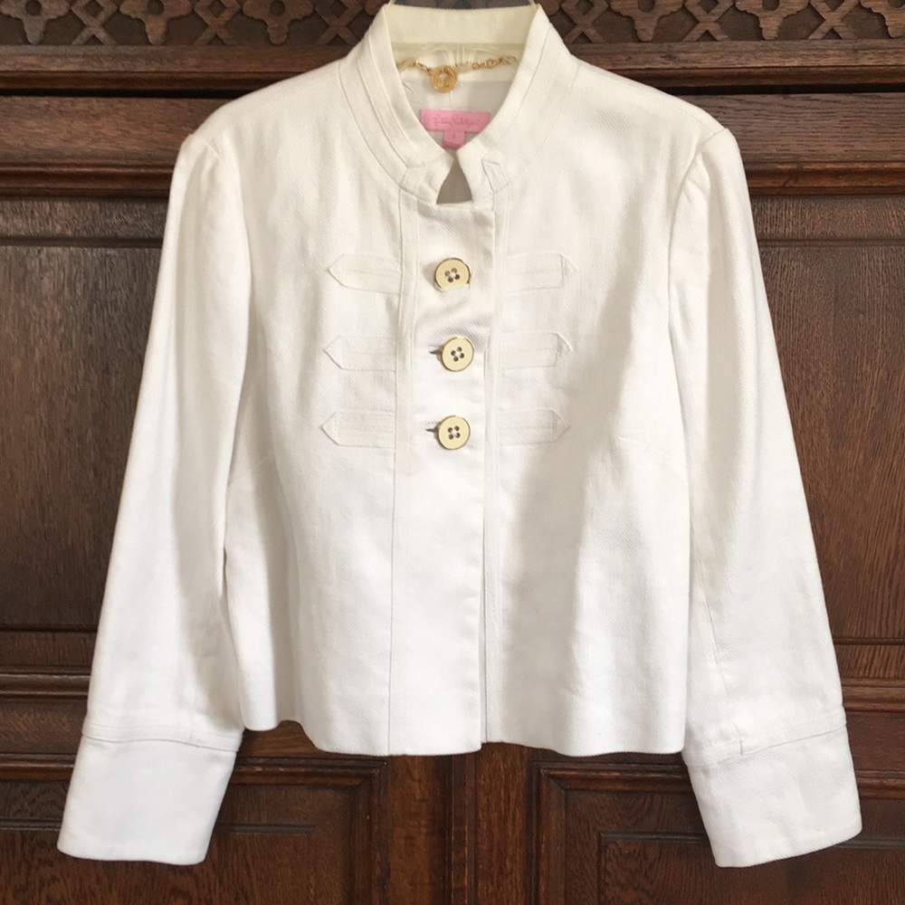 Lilly crisp white linen / cotton jacket size 2